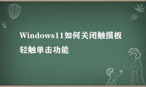 Windows11如何关闭触摸板轻触单击功能