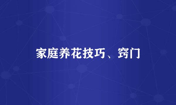 家庭养花技巧、窍门
