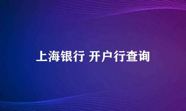 上海银行 开户行查询