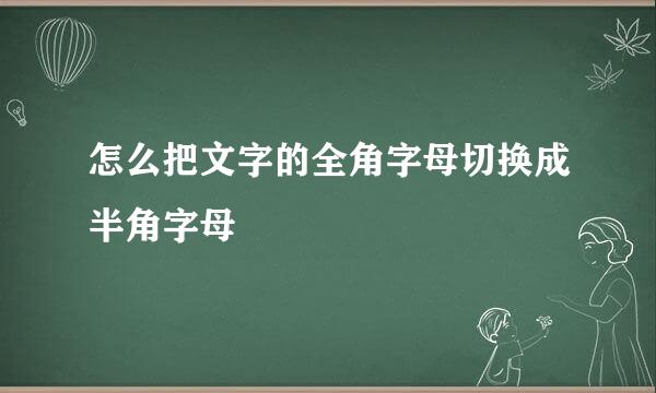 怎么把文字的全角字母切换成半角字母