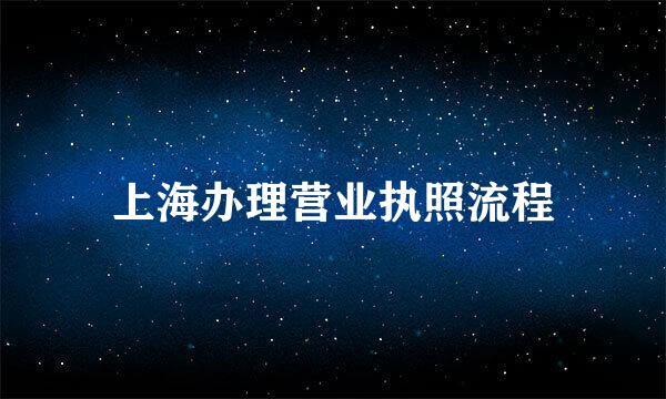 上海办理营业执照流程