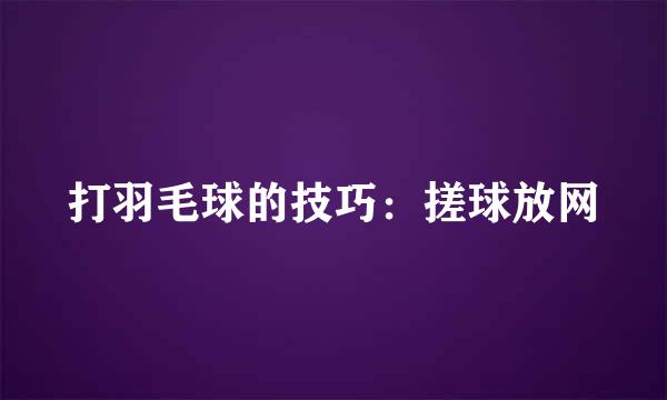 打羽毛球的技巧：搓球放网