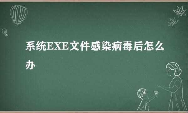 系统EXE文件感染病毒后怎么办