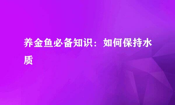 养金鱼必备知识：如何保持水质