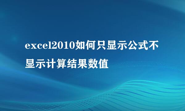 excel2010如何只显示公式不显示计算结果数值