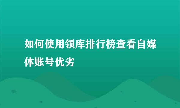 如何使用领库排行榜查看自媒体账号优劣