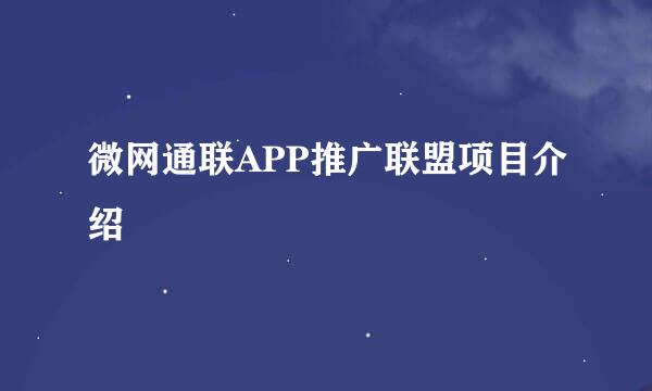 微网通联APP推广联盟项目介绍