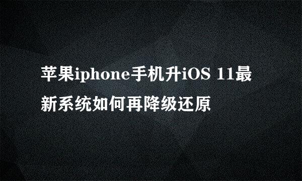 苹果iphone手机升iOS 11最新系统如何再降级还原