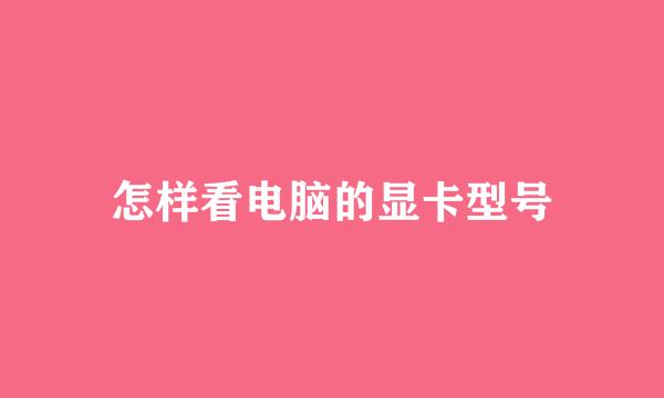 怎样看电脑的显卡型号