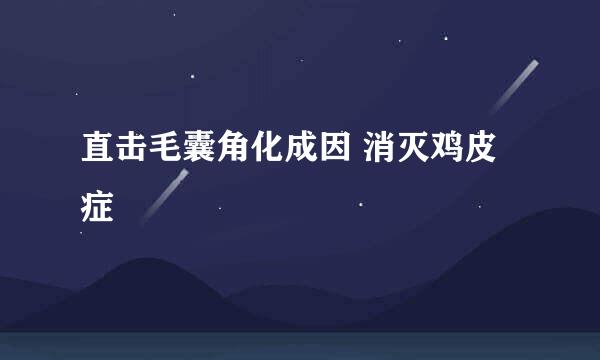 直击毛囊角化成因 消灭鸡皮症