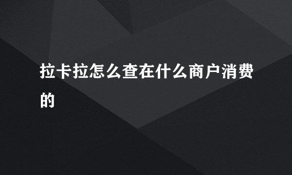 拉卡拉怎么查在什么商户消费的