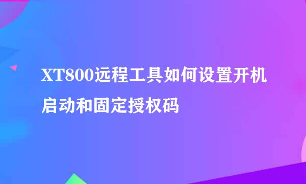 XT800远程工具如何设置开机启动和固定授权码