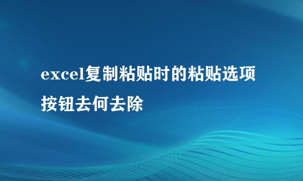 excel复制粘贴时的粘贴选项按钮去何去除
