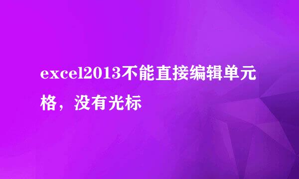 excel2013不能直接编辑单元格，没有光标
