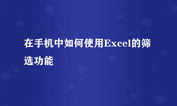 在手机中如何使用Excel的筛选功能