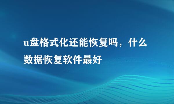 u盘格式化还能恢复吗，什么数据恢复软件最好