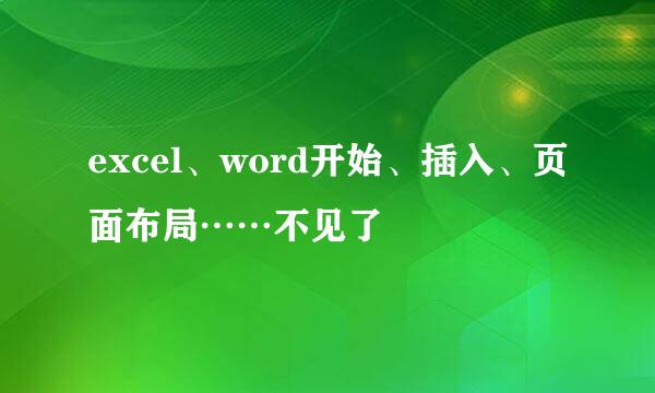 excel、word开始、插入、页面布局……不见了