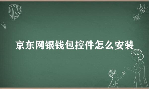 京东网银钱包控件怎么安装