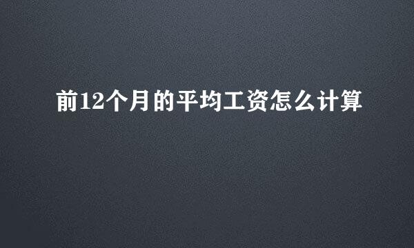 前12个月的平均工资怎么计算